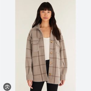 Z Supply Grayish-Brown Plaid Tucker Shacket